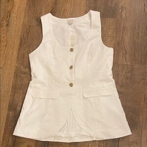 a new day White Sleeveless Button Front Linen Blend Vest